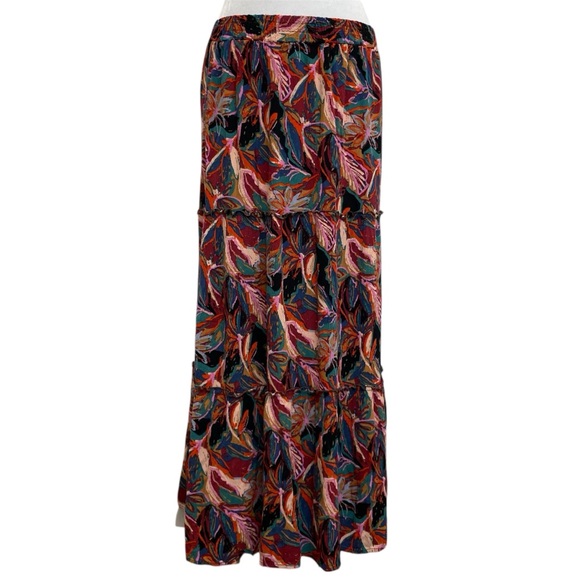 Robert Louis Floral Multicolor Tiered Maxi Skirt - Picture 1 of 10